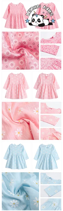 LEZONKIDS - Customizable Spring Autumn Fashion Style Long Sleeve Cotton Dress Children's Printed Casual Girls Dress